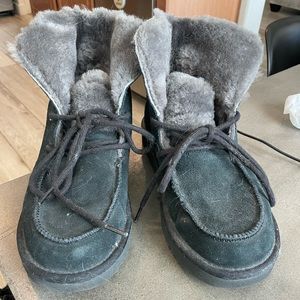 UGG Black and Gray Women's Moccasins